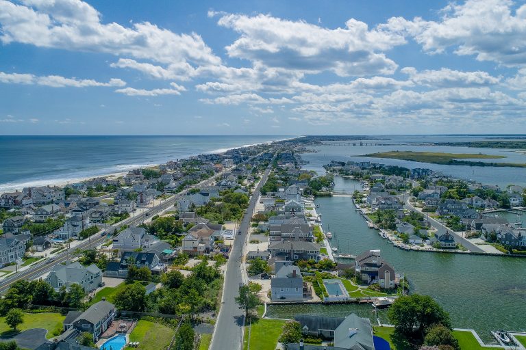 Aerial beach town photo